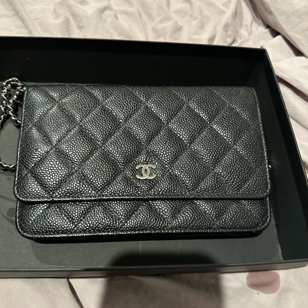 **SOLD**Chanel Wallet on a Chain Quilted Caviar Bag